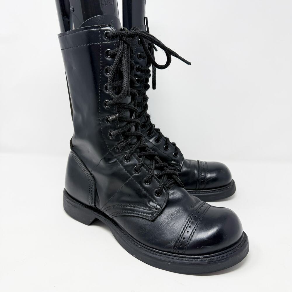 Double H Black Leather Jump Boots/Combat Boots Lace Up/Side Zip Men's Size 6 EUC